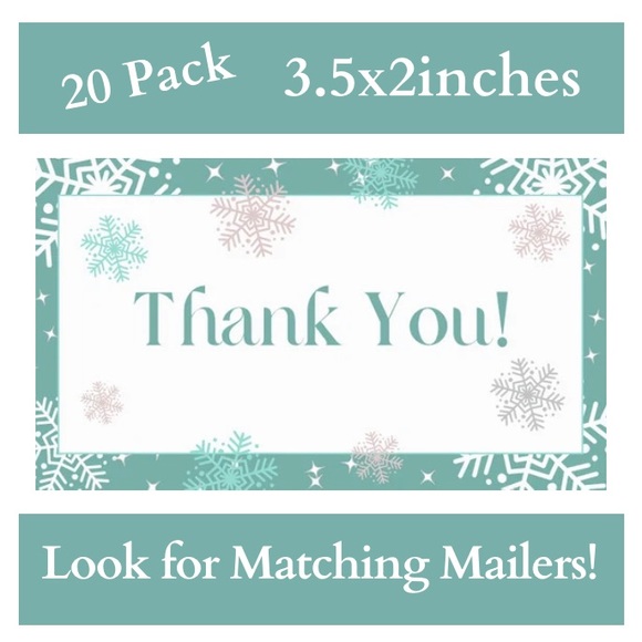 Winter Snowflake Thank You Cards 20 Pk 3.5x2” - Picture 6 of 6